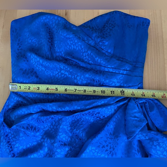 I. Magnin Silk Cocktail Dress Vintage 90s Royal Blue Sweetheart Neck Strapless - Picture 10 of 12